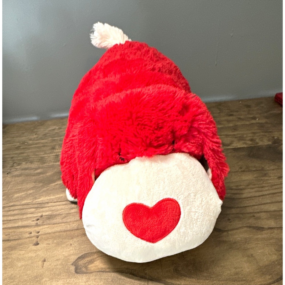 Pillow Pets Plush Foldable Dog Throw Pillow Red & White Hearts